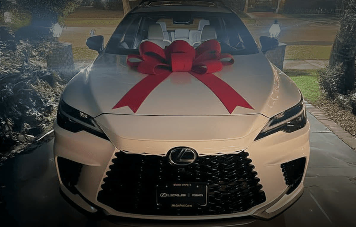 Lexus with a red bow